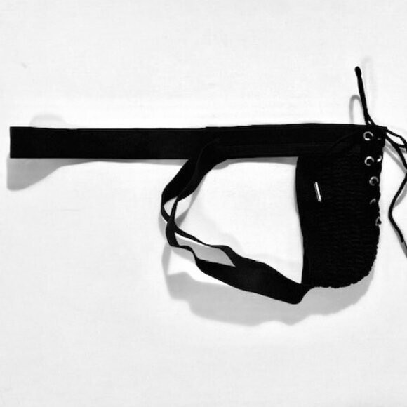 FIZX Mark by Undergear Solid Knit Lace-up Athletic Supporter/Jockstrap - Black - Picture 10 of 11